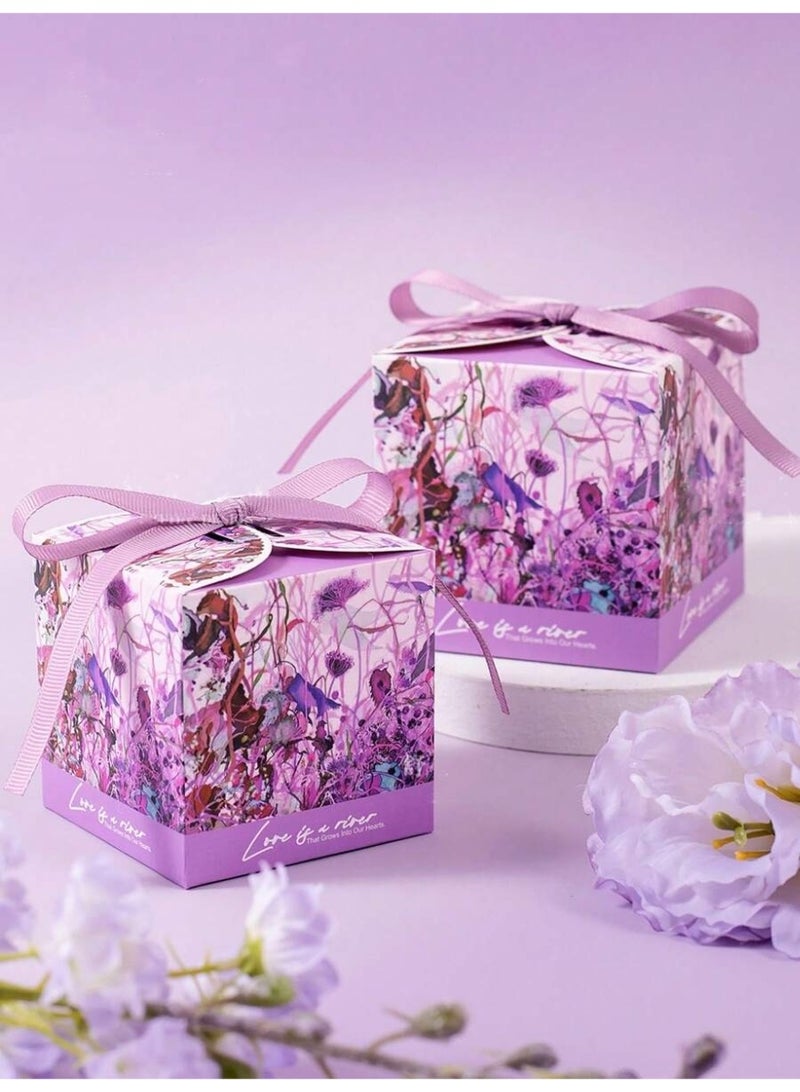 توزيعات العيد 10 قطعة من علب توزيعات العيد والهدايا بتصميم أزهار مزينة بوردة الخزامى مع شريطة ربط مناسبة لتقديم الحلوى ولإضافة جمالية لزينة الحفلات و زينة العيد وتجهيزات المناسبات وديكور طاولة الحفلات - Image 1